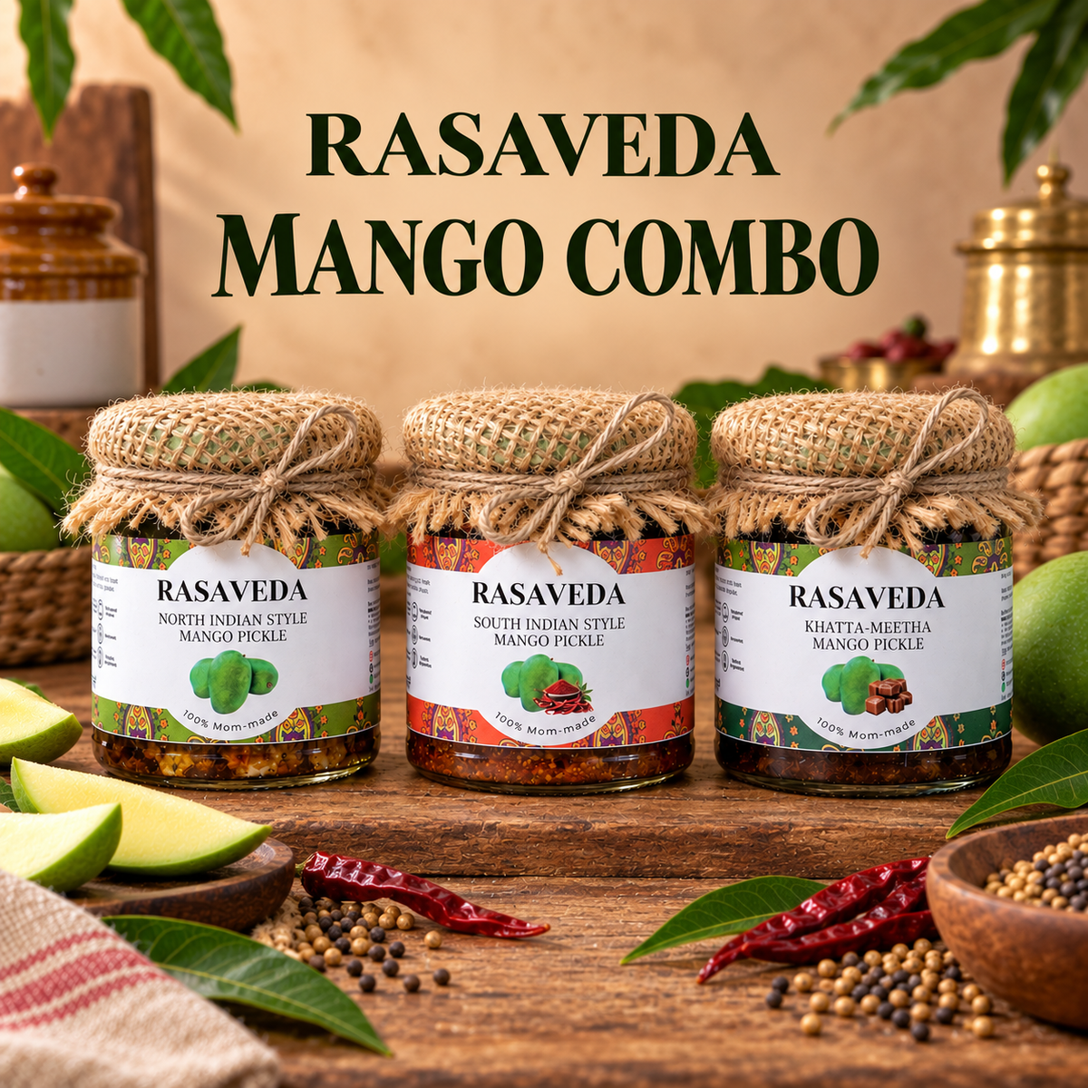 Mango Combo - Punjabi Style Mango, South Indian Style Mango and Khatta Meetha Mango