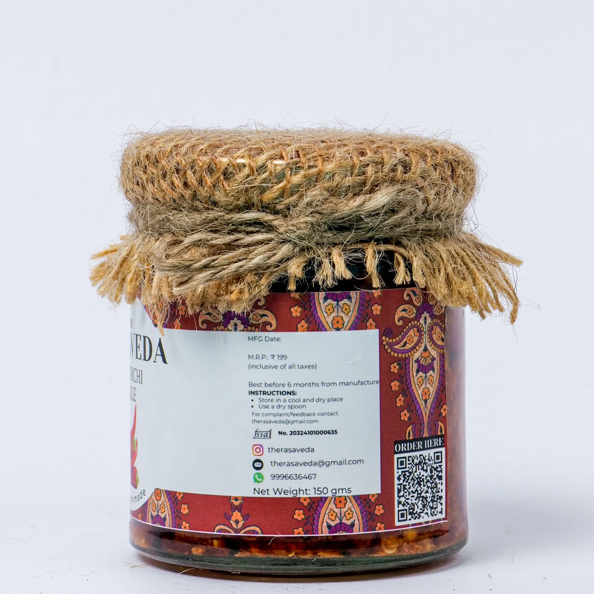 Rasaveda Lal Mirchi Pickle product label