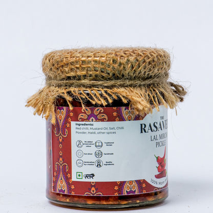 Rasaveda Lal Mirchi Pickle label