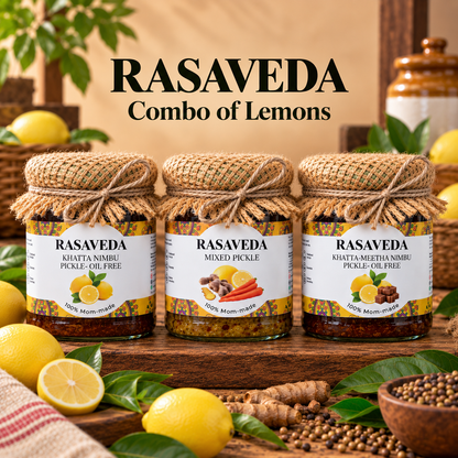 Lemon Pickle Combo - Khatta Nimbu Pickle, Khatta Meetha Nimbu Pickle and Mixed Pickle