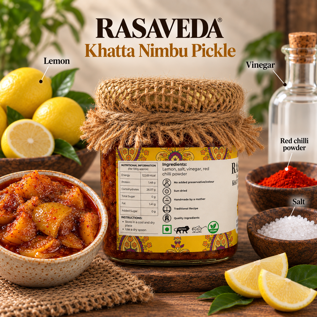 Nimbu Pickle/ Lemon Pickle (Khatta/ Tangy)
