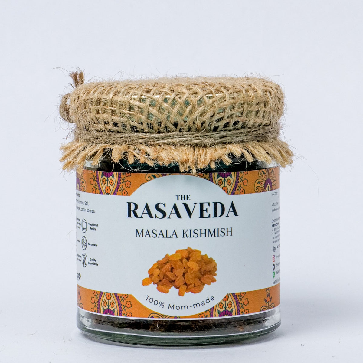 Rasaveda Masala Kishmish Pickle in a jar