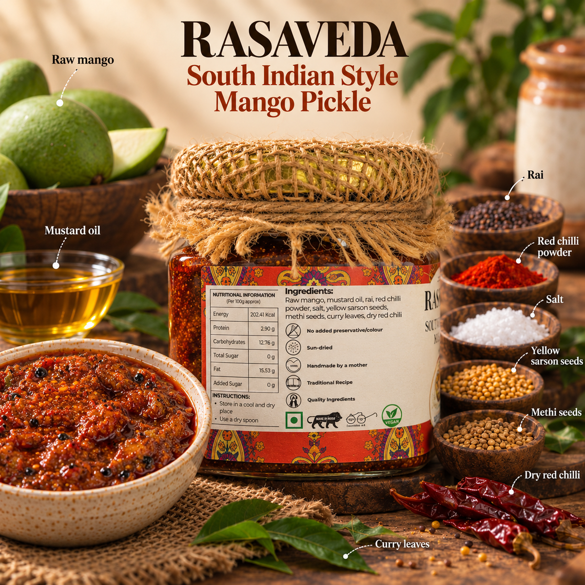 South Indian Style Mango Pickle